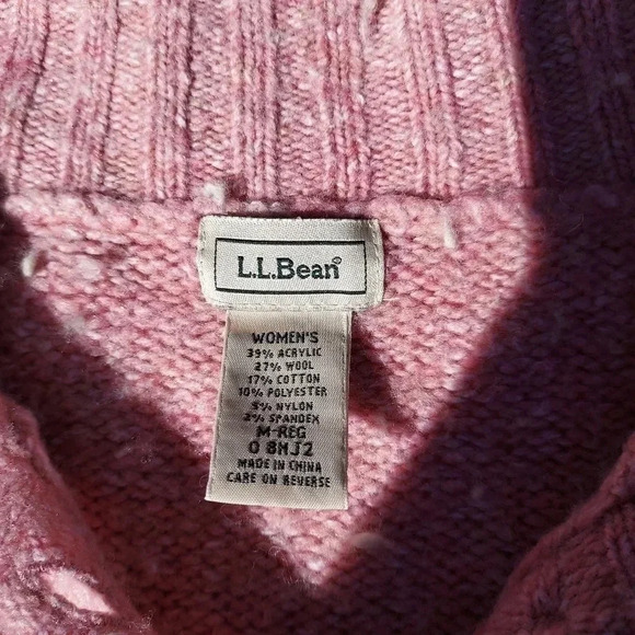 L.L. Bean Button Up Womens Wool & Cotton Blend Pink Knit Cardigan Size M-Regular - Picture 9 of 9